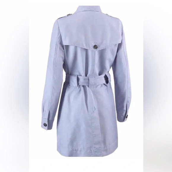 Cabi Tanner Trench Coat. Blue lavender. Linen Blend Y2k Old Money classic. Small - Picture 5 of 16